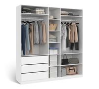 IDMarket - Dressing modulable Taylor 200 x 55 x 200 cm 3 modules penderies étagères tiroirs Blanc