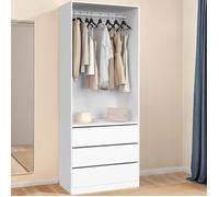 IDMarket - Dressing TAYLOR 80 x 55 x 200 cm 1 module avec penderie + 3 tiroirs blanc
