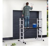 IDMARKET Échafaudage aluminium échelle multifonction avec plateforme modulable sur roues, hauteur 165 CM