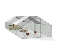 IDMarket - Enclos poulailler 30m² Parc grillagé 10 x 3 M Acier galvanisé