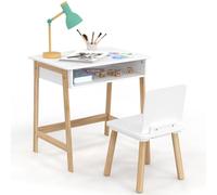 IDMarket - Ensemble Bureau Enfant Anatole avec Niche et 1 Chaise Blanc et Bois