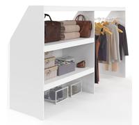 IDMarket - Ensemble de dressing sous pente avec étagère à 2 niveaux et garde-robe extensible TOMI 195 x 50 x 70/110 cm blanc