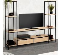 IDMarket - Ensemble Meuble TV 164 cm Detroit avec étagères Design Industriel