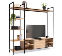 IDMarket Ensemble meuble TV DETROIT 170 cm avec étagères design industriel