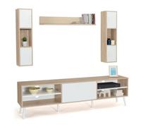 IDMarket - Ensemble Meuble TV 180 cm et étagères Houston Bois et Blanc