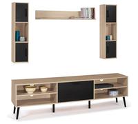 IDMarket - Ensemble Meuble TV 180 cm et étagères Houston Bois et Noir