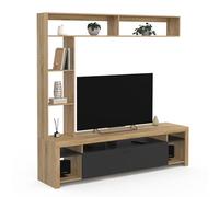 IDMarket - Ensemble Meuble TV et étagères 170 cm Malo Bois et Placard Noir