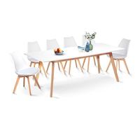 IDMarket - Ensemble table à manger extensible Inga 160-200 cm 6 chaises SARA blanches