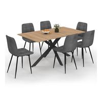 IDMarket - Ensemble Table à Manger Rectangle Alix 160 cm et 6 chaises Mila