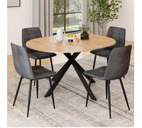 IDMarket - Ensemble Table à Manger Ronde Extensible Alix 110-150 cm et 4 chaises Mila en Velours Gris foncé