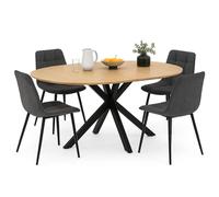 IDMarket - Ensemble Table à Manger Ronde Extensible Alix 110-150 cm et 4 chaises Mila en Velours Gris foncé