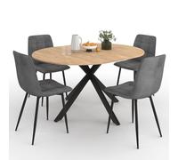 IDMarket - Ensemble Table à Manger Ronde Extensible Alix et 4 chaises Mila