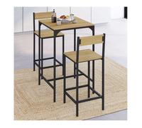 IDMarket - Ensemble Table de Bar carrée Detroit 60 cm et 2 chaises de Bar Design Industriel