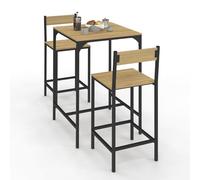IDMarket - Ensemble Table de Bar carrée Detroit 60 cm et 2 chaises de Bar Design Industriel