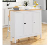 IDMarket - Ensemble Table de Bar îlot Achille et 2 tabourets Bois Blanc Plateau façon hêtre