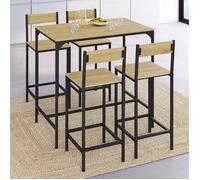IDMarket Ensemble table haute de bar Detroit 100 cm 4 chaises design industriel Beige G