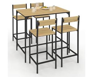 IDMarket - Ensemble Table Haute de Bar Detroit 100 cm et 4 chaises de Bar Design Industriel