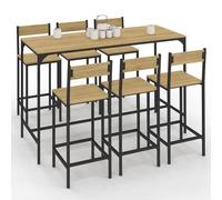 IDMarket - Ensemble Table Haute de Bar Detroit 150 cm Bois et métal Noir