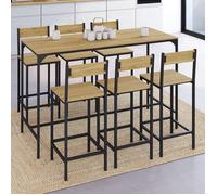 IDMarket - Ensemble Table Haute de Bar Detroit 150 cm et 6 chaises de Bar Design Industriel