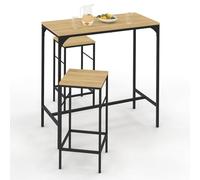 IDMarket – Ensemble table haute de bar Detroit 95 cm avec 2 tabourets – design industriel – Beige G