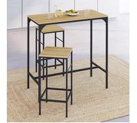 IDMARKET Ensemble table haute de bar DETROIT 95 cm et 2 tabourets design industriel