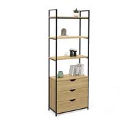 IDMarket - Etagère bibliothèque 4 Niveaux avec 3 tiroirs Detroit Design Industriel 170 cm