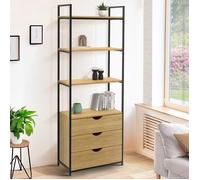 IDMarket - Etagère bibliothèque 4 Niveaux avec 3 tiroirs Detroit Design Industriel 170 cm