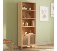 IDMarket - Etagère bibliothèque 4 Niveaux avec Placard EDHEN cannage et Bois