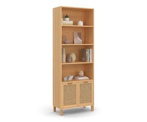 IDMarket - Etagère bibliothèque 4 Niveaux avec Placard EDHEN cannage et Bois