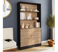 IDMARKET Etagère bibliothèque CARLA 3 niveaux XXL 1 placard noir et effet bois 190 cm