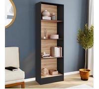 IDMarket - Etagère bibliothèque Carla 5 Niveaux Noir et Effet Bois 190 cm