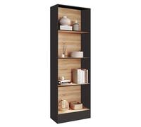 IDMarket - Etagère bibliothèque Carla 5 Niveaux Noir et Effet Bois 190 cm