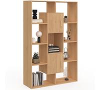 IDMarket - Etagère bibliothèque Colette avec 11 Compartiments et 2 Cases Juliette Effet Lattes 143 cm