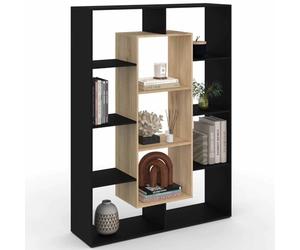 IDMarket - Etagère bibliothèque Colette avec 11 Compartiments Noir et Effet Bois H.143 cm