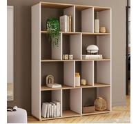 IDMarket Étagère bibliothèque JENA 4 niveaux Blanc et effet bois H.143 cm