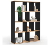 Etagère bibliothèque jena 4 niveaux noir et effet bois h.143 cm