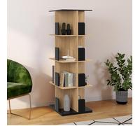 IDMarket Étagère bibliothèque rotative RAPHA 4 niveaux Noir effet bois