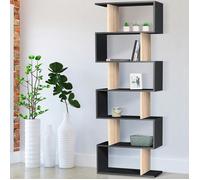 IDMarket – Étagère bibliothèque Sofia Forme S Bois façon hêtre et noir 189 cm