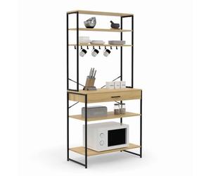 IDMarket - Etagère de cuisine 80 cm DETROIT avec tiroir et crochets design industriel