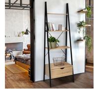 IDMarket – Étagère échelle Detroit 4 niveaux avec tiroir design industriel