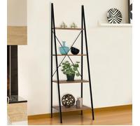 IDMARKET Etagère échelle 4 niveaux HAWKINS bois foncé design industriel 170 cm