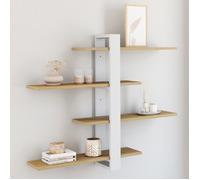 IDMarket - Étagère murale avec étagères coulissantes ORA à 4 niveaux en hêtre et finition blanche