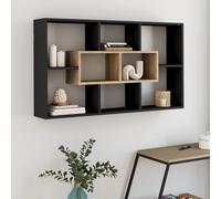 IDMARKET Etagère murale COLETTE avec 8 compartiments noir et effet bois Noir