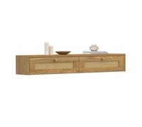 IDMarket - Etagère Murale Console d'entrée HANAE 2 tiroirs Effet Naturel cannage