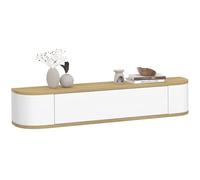 IDMarket – Étagère murale console d'entrée LEORA 1 porte blanc et effet bois