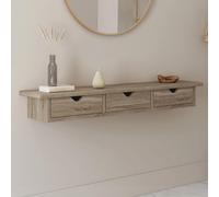 IDMARKET Etagère murale console d'entrée LISE 3 tiroirs façon hêtre