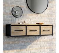 IDMarket - Étagère Murale Console d'entrée Utah 3 tiroirs Design Industriel