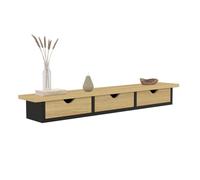 IDMarket - Etagère Murale Console entrée Lise 3 tiroirs Effet Bois et Noir