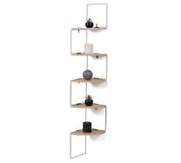 IDMarket Étagère murale d'angle ISA 5 niveaux bois et métal design industriel