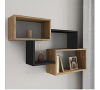 IDMarket - Etagère Murale Double Position LOUANE Bois façon hêtre et Noir